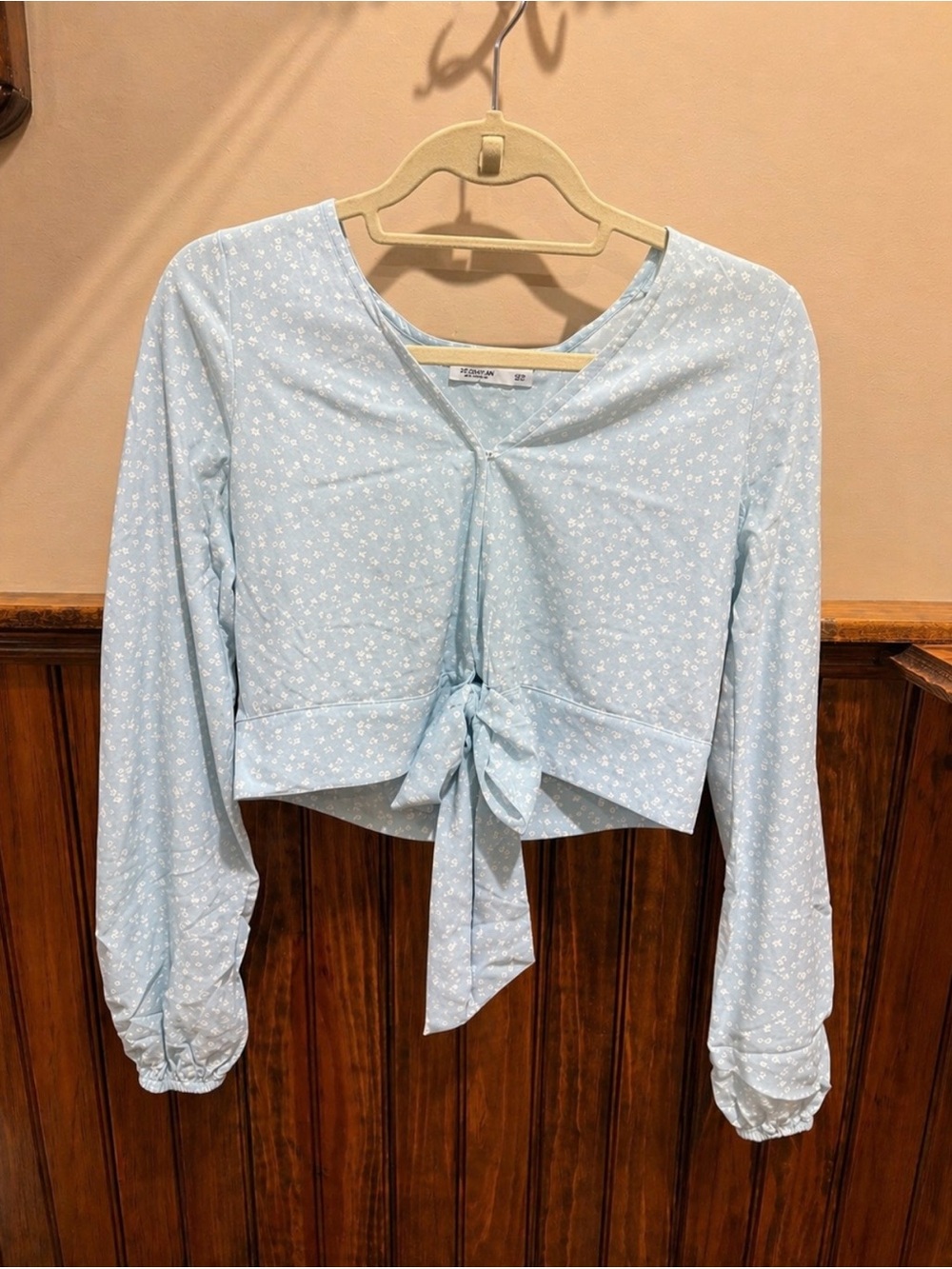Hollister Light Blue Floral Tie-Front Blouse